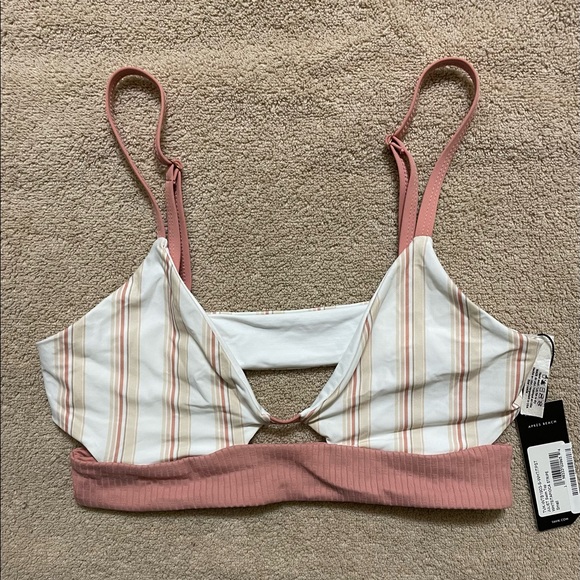 Tavik Swim Nwt S Tavik Lowcut White Tapioca Stripe Lined Bikini Top